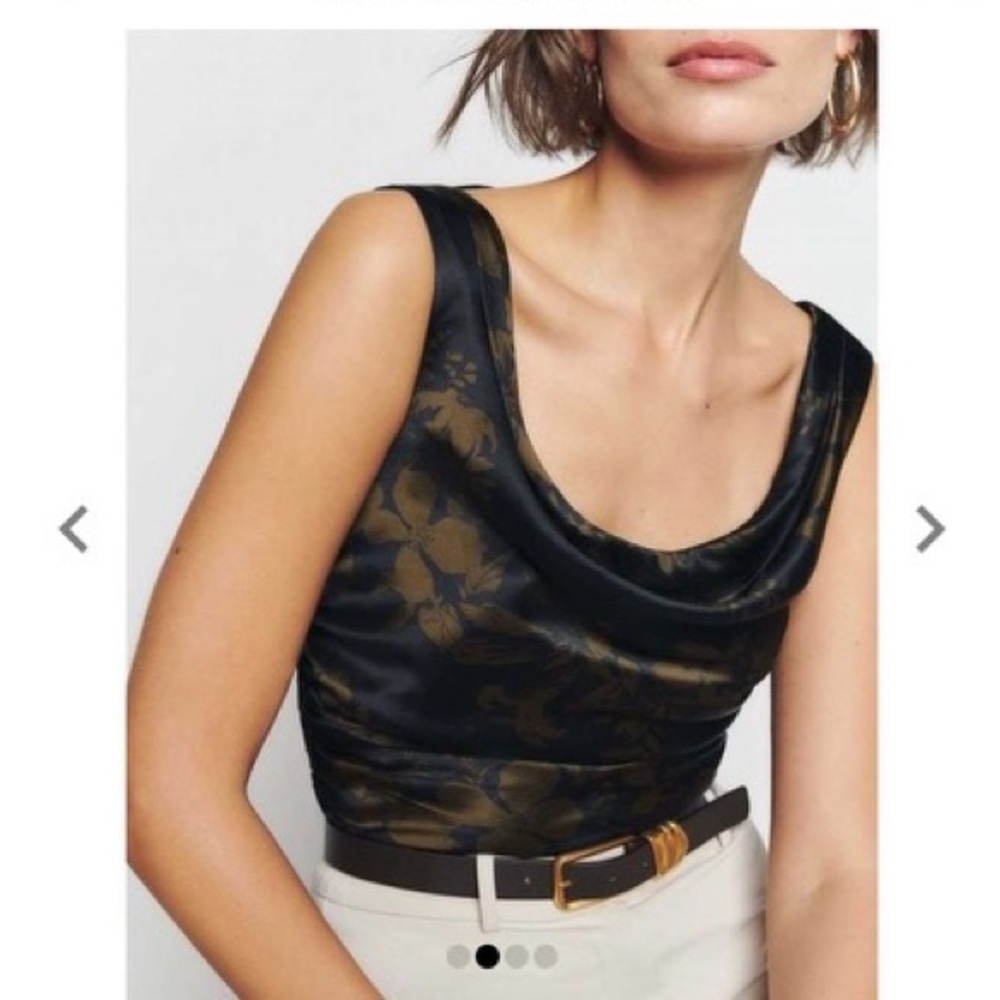 Reformation Keira Silk Top in Night Garden